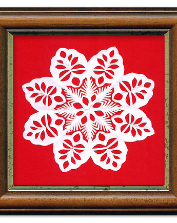 Portret Śnieżynki (handmade Art Papercut)_Kurpie Region, na ludowo