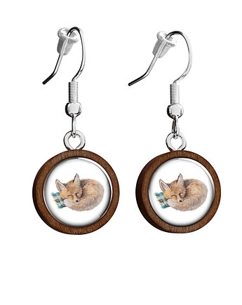 Kolczyki drewniane - Lisek - wiszące, yenoo