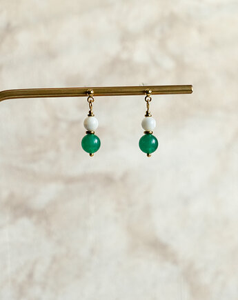 Drobne kolczyki z jadeitem i masą perłową, AT NOON