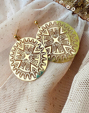 Duże kolczyki rozety, złote wiszące koła, Anemon Atelier