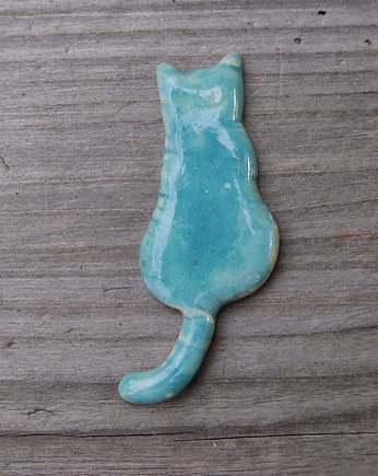 Ceramiczny magnes kot turkusowy, Gliniana Koniczynka