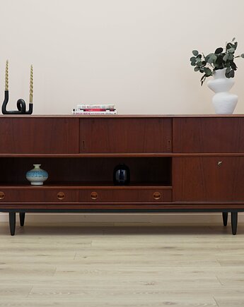 Sideboard tekowy, duński design, lata 70, produkcja: Dania, Przetwory design