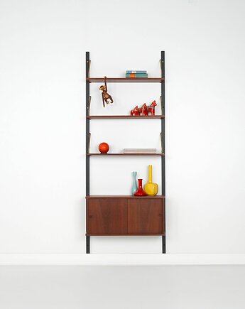 Regał systemowy tekowy, duński design, lata 60, produkcja: Dania, Przetwory design