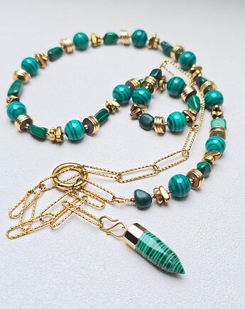 Długi Naszyjnik z Malachitowym Grotem, ILEA