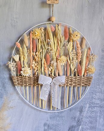 Wyjątkowy prezent dla Babci - dekoracja na ścianę z suszonymi kwiatami, BohoSuszki