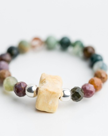 Pierścionek elastyczny z bursztynem MIX KAMIENI NATURALNYCH, AmberMal