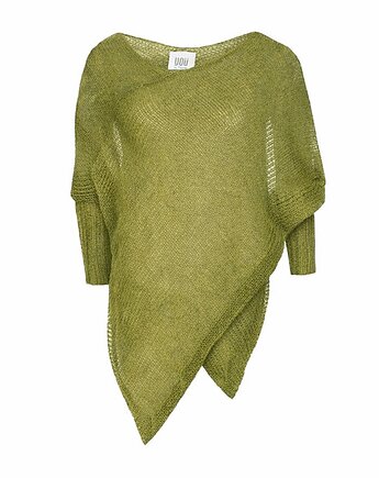 Lekkie ponczo damskie z wełny - Oliwkowe, YOU by Tokarska