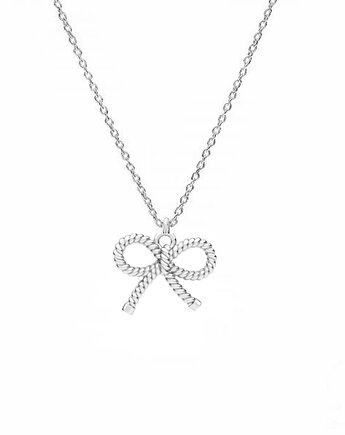 SZNURKOWA KOKARDKA- naszyjnik srebro, złoto, róż, ISSI Jewelry