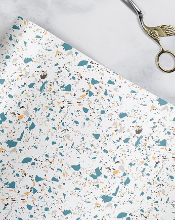 papier do pakowania -  Terazzo Turkus P-065w, Wrap and Pack