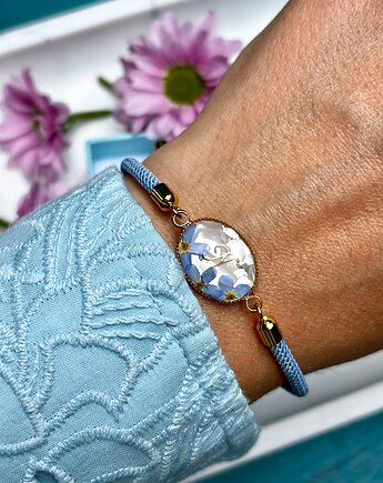 Personalizowana bransoletka z prawdziwymi niezapominajkami, Frant Art Jewellery