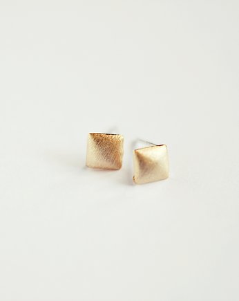 Kolczyki złote 16k Gold Plated Matt Square Studs, Le Boho Bleu