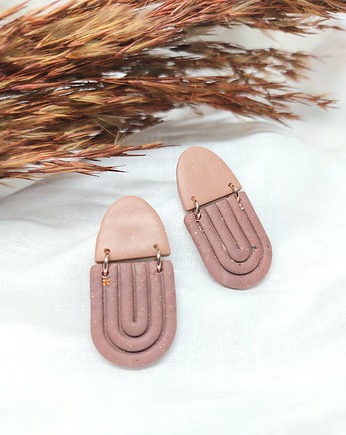 Kolczyki sztyfty boho tęcza różowe, Clay and Soul