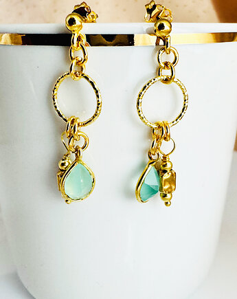 Kolczyki boho, akwamaryn złoto, Anemon Atelier