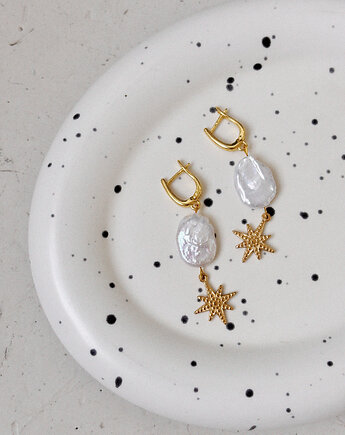 Kolczyki  z perłą i gwiazdą, Chmolowska Jewellery