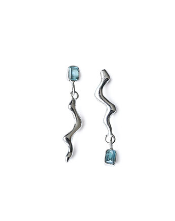 Kolczyki srebrne Drippy z topazem, Gutowska jewelry