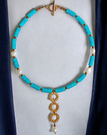 Naszyjnik : kolekcja summer ocean :: PERŁY & LAWA turkusowa II, kaktusia