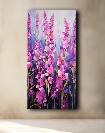 Kwiaty malwy - Obraz na płótnie - Druk, Blejtrama - Olej, Boho, Abstrakcja #21, Black Sapphire Art