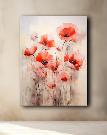 Polne maki - Plakat - Olej, Boho, Abstrakcja, Black Sapphire Art
