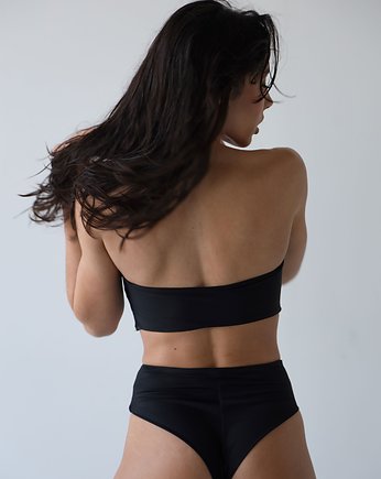 Chia Dół - Simple Black Dół kąpielowy bikini z wysokim stanem, OSOBY - Prezent dla przyjaciółki