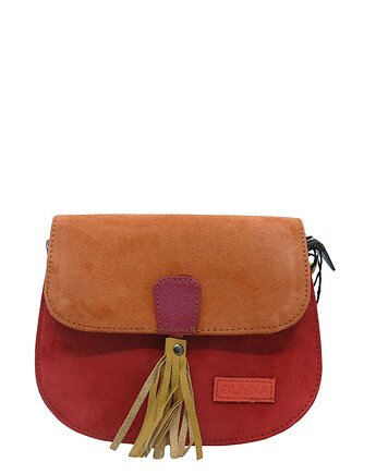 Torebka listonoszka zamszowa damska regulowany pasek kolorowa OLIVKA, Olivka Warsaw