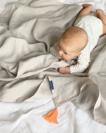 Kocyk lniany / otulacz szary (łososiowy), IL LETTO