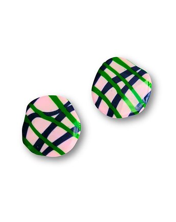 HULA Kolczyki koła w krateczkę na sztyfcie, sploteka