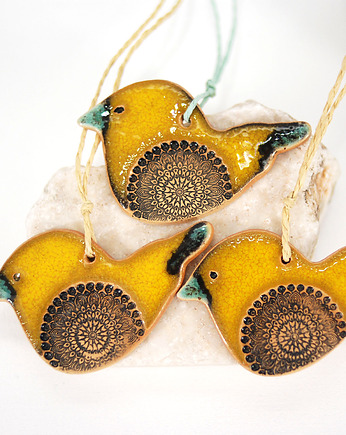 Wiosenne ozdoby wiszące - ceramiczne sikorki, 10FingersArt