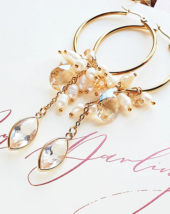 Perłowe kolczyki ślubne ESPANA CIRCLE - złote, PiLLow Design