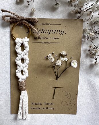 Podziękowania dla gości weselnych boho, breoloczek makrama, Zaplątana W Sznurki