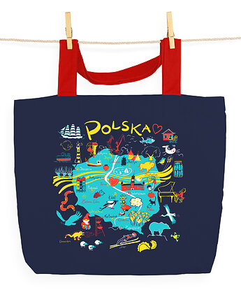 Torba płócienna Polska granat, Gliniana Kura