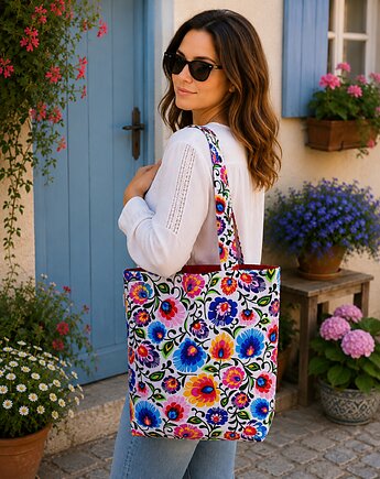 Torba na zakupy torba shopper shopperka torba zakupowa łowicz folk, Uszyciuch