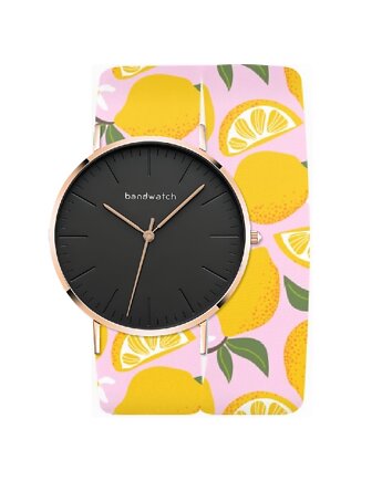 Zegarek damski wiązany - Lemon sorbet - Tarcza Różowe złoto, Bandwatch