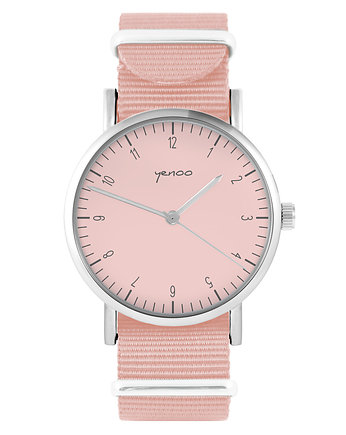 Zegarek - Simple różowy - brzoskwiniowy róż, yenoo