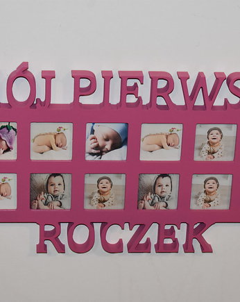 Multiramka ramka na zdjęcia z napisem MÓJ PIERWSZY ROCZEK mdf 12 zdjęć, Wajdrew