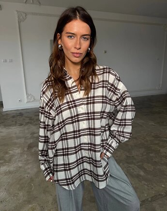 Koszula Sedated ecru & brown, Patchouli