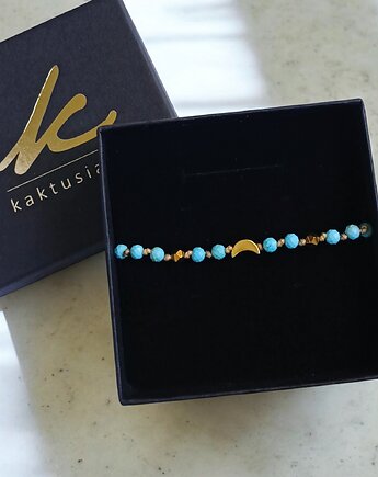 RELAKS, harmonia - lunula z turkusowym magnezytem, kaktusia