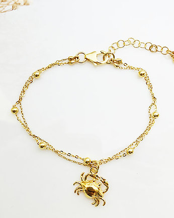 Bransoletka z krabem, mały złoty krab, Anemon Atelier