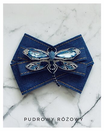 Brosza z ogromną Ważką z kryształkami NEW, Pudrowy Różowy