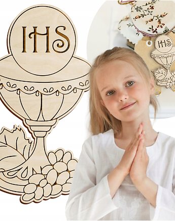 Kielich z hostią DUŻY 10CM Dekoracja drewniane Scrapki 1SZT na tort stół, smxdsgn