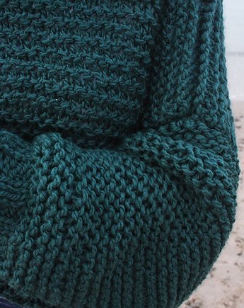 Sweter handmade  z wełną  leśna zieleń, Mademoiselle Patrini