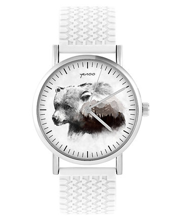 Zegarek - Niedźwiedź - silikonowy, biały, yenoo