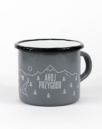 Kubek turystyczny emaliowany AHOJ PRZYGODO szary 500ml, Szwendam sie