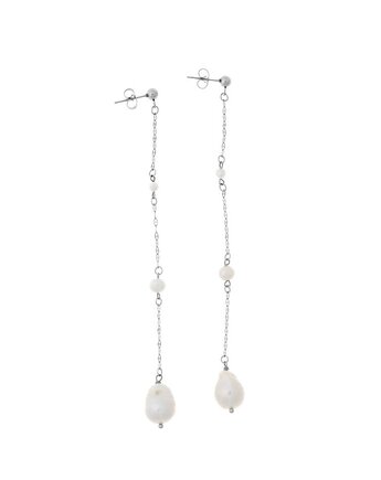 Długie kolczyki sztyfty z Perłami Srebrna, Kulka Bransoletki