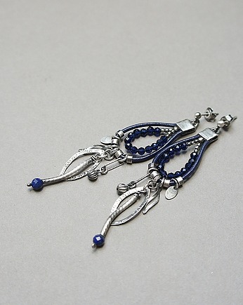 Kolczyki srebrne Pętelki sapphire, Katia i krokodyl