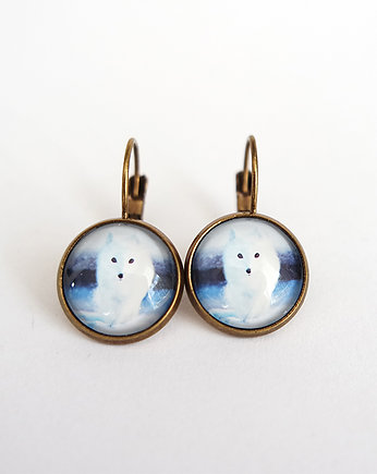 Kolczyki - Biały lis - antyczny brąz, yenoo