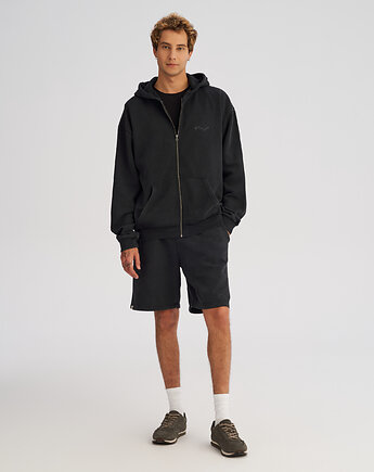 Rozpinana męska bluza z efektem lekkiego sprania czarna