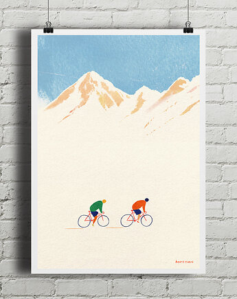 W górach na rowerze - plakat fine art, minimalmill