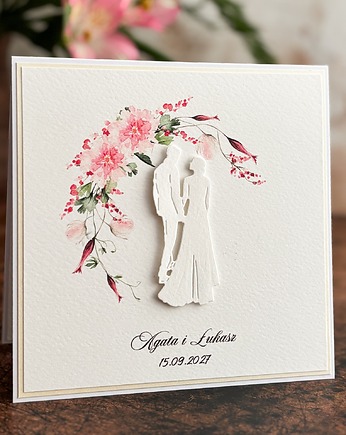 Elegancka kartka ślubna z ozdobną kopertą, WP17a, Anna Art and Crafts