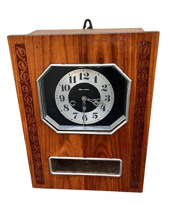 Skrzynkowy zegar ścienny z wahadłem, Jantar ZSRR, lata 50., Good Old Things