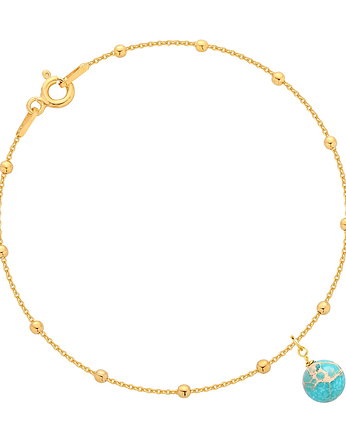 Bransoletka pozłacana z turkusem, MYNESS